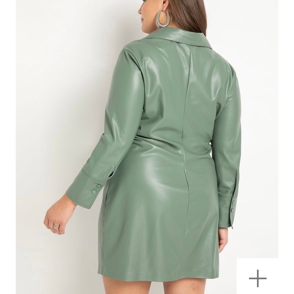 Sage Faux Leather Dress - Picture 2 of 3